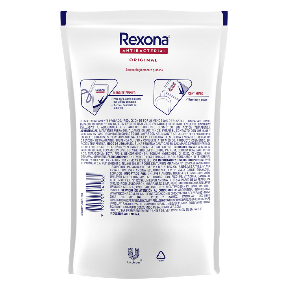 REXONA JABON LIQ. DP X220 ANTIBACTERIAL ORIGINAL