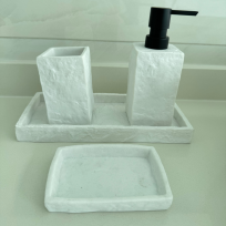 BUNGUIS SET BLANCO JABONERA+DISPENSER+VASO PORTA CEPILLOS+BANDEJA 