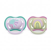AVENT CHUPETE ULTRA AIR 0-6M LILA Y VERDE X2