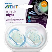 AVENT CHUPETE ULTRA AIR NOCTURNO SILICONA 6-18M VARON X2U.