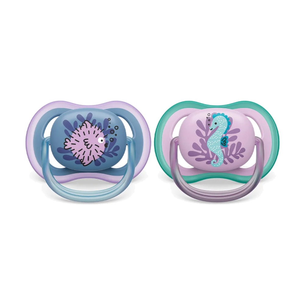 AVENT CHUPETE ULTRA AIR 6-18M AZUL Y LILA X2