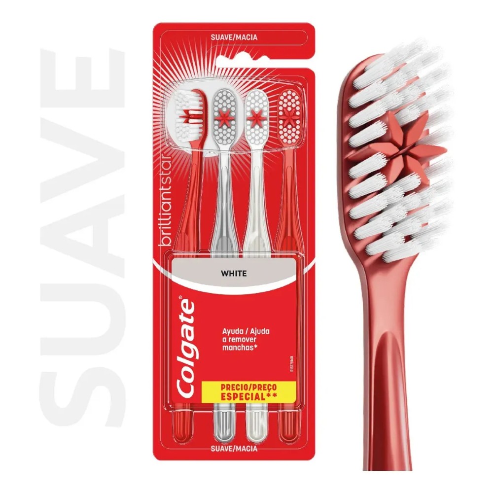 COLGATE CEPILLO BRILLIANT WHITE X4