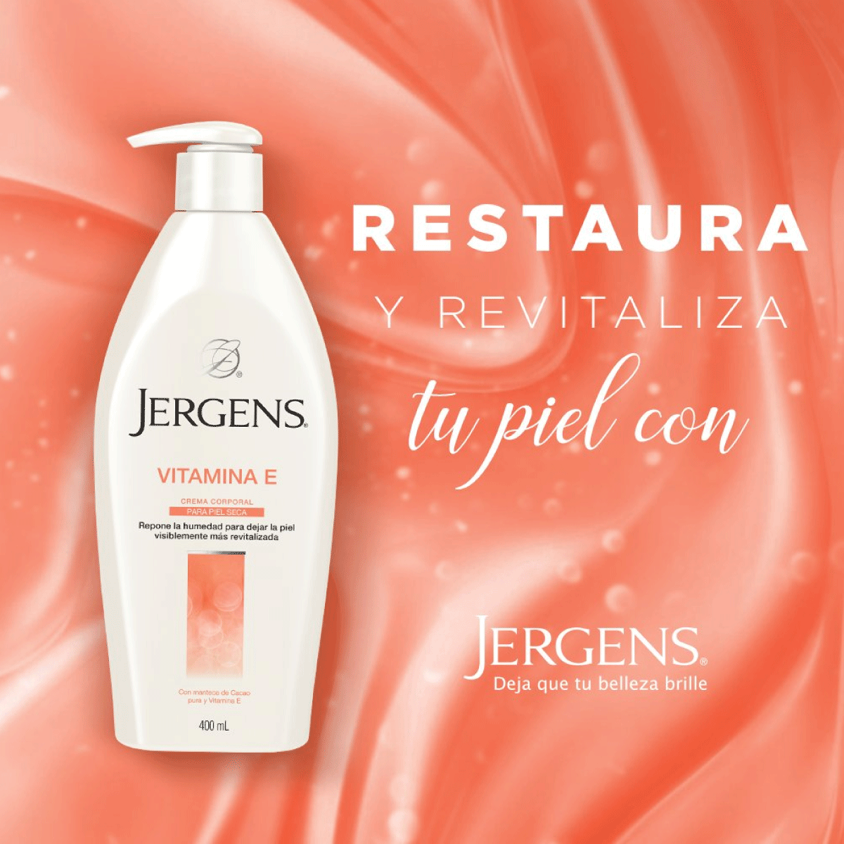 JERGENS CREMA HUMECTANTE VITAMINA E X400 ML.