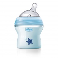 CHICCO MAMADERA NATURAL FEELING SILICONA CELESTE X150ML 0M+