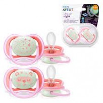 AVENT CHUPETE ULTRA AIR NOCTURNO SILICONA 6-18N NENA X2U.