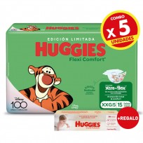 COMBO HUGGIES X5 PAQUETES PAÑALES FLEXI COMFORT