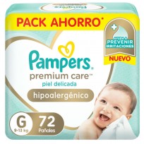 PAMPERS PREMIUM CARE HIPOALERGÉNICO TALLE G X72