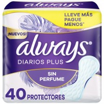 ALWAYS PROTECTORES DIARIOS PLUS X40 S/PERFUME