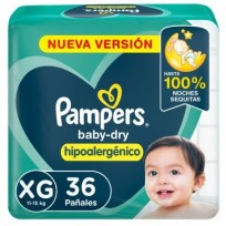 PAMPERS BABYDRY PAÑALES TALLE XG X36U