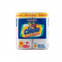 EL COLOSO PAPEL HIGIENICO X4 BLANCO CLASICO