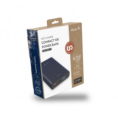 HUNE Halcon W10 Power Bank Magnetico 10.000 mAh, Ricarica Rapida 20 W USB-C e 15 W Wireless, Compatibile MagSafe, Supporto Incasso, Plastica Riciclata