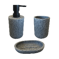 BUNGUIS SET JABONERA + DISPENSER + VASO PORTA CEPILLOS GLAM GRIS
