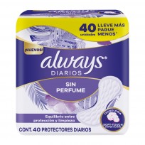 ALWAYS PROTECTORES DIARIOS X40 SIN PERFUME