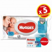 COMBO X5 HUGGIES TOALLAS HUMEDAS PURO&NATURAL X80