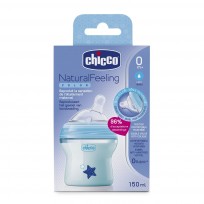 CHICCO MAMADERA NATURAL FEELING SILICONA CELESTE X150ML 0M+