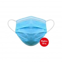 BARBIJOS TAPA BOCA TRICAPA PACK X10 UNIDADES