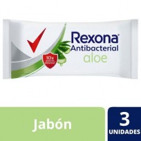 REXONA JABON 3X90g c/u ANTIBACTERIAL ALOE  