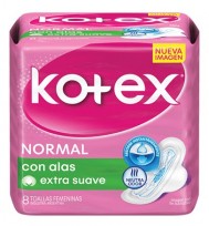KOTEX TOALLITAS FEMENINAS NORMALES CON ALAS X 8 UN