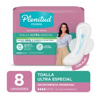 PLENITUD FEMME TOALLITAS X8 UNIDADES ULTRA CON ALAS