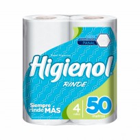HIGIENOL PAPEL HIGIENICO X4 RINDE 50M