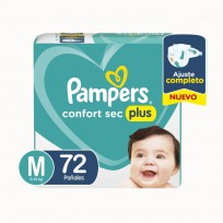 PAMPERS CONFORT SEC PLUS X72 M     
