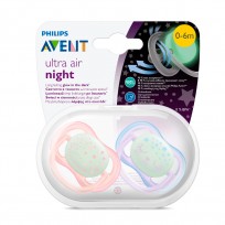 AVENT CHUPETE 0 A 6 X2 SILICONA NENA NIGHTIME