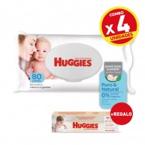 COMBO X5 HUGGIES TOALLAS HUMEDAS PURO&NATURAL X80