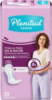 PLENITUD FEMME TOALLAS MAXI DIA Y NOCHE X 10UNIDADES 
