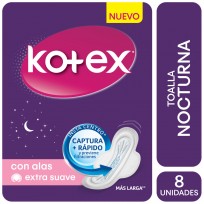 KOTEX TOALLA X8 NOCTURNA ALAS