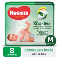 HUGGIES ACTIVE SEC VERDE X8 M    