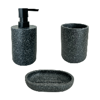 BUNGUIS SET JABONERA + DISPENSER + VASO PORTA CEPILLOS GLAM NEGRO